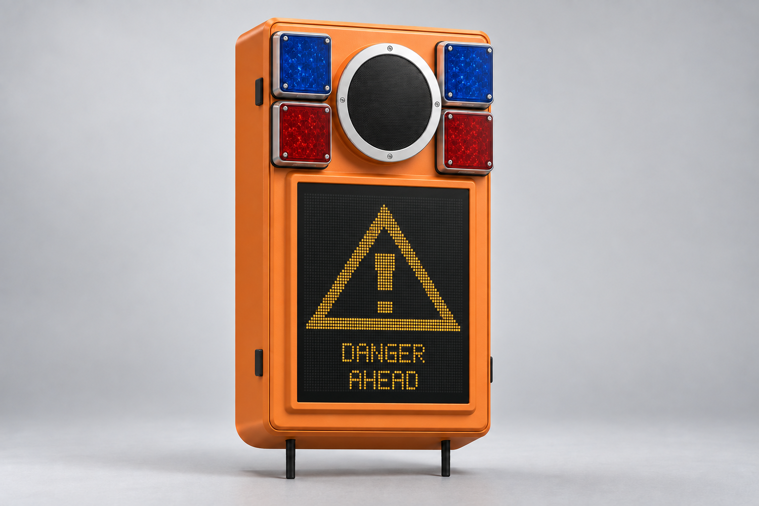 S1 Pro with speaker, red and blue warning lights and LED display